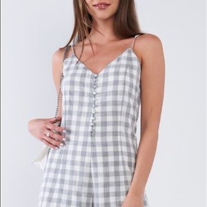 Button Down Checkered Romper
